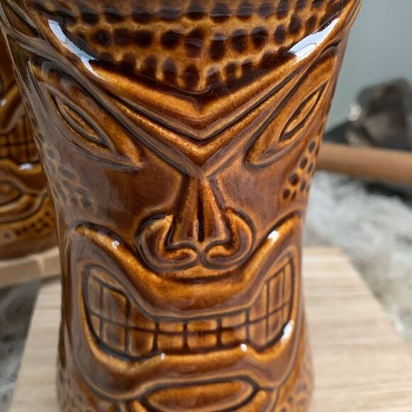 Vintage Daga Hawaii Maui Lu Luau Kihei Maui Tiki Tumbler Cup Set Of Two - Picture 16 of 17